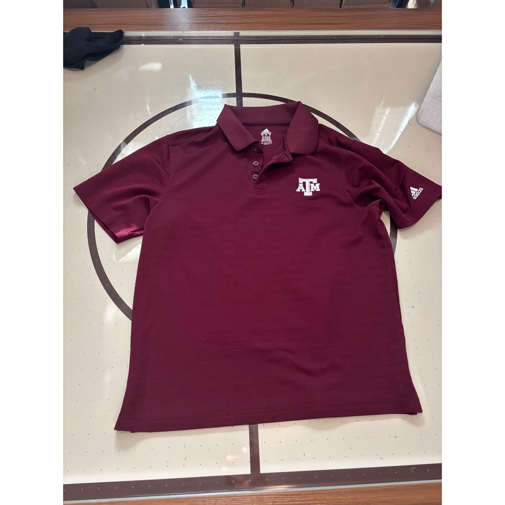 167 Adidas Texas A&M Aggies Mens Small Maroon Short Sleeve Performance Polo